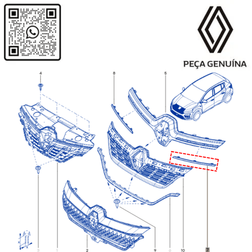 RN 32588R 623832588R MOLDURA DE ACABAMENTO DA GRADE DO RADIA 4